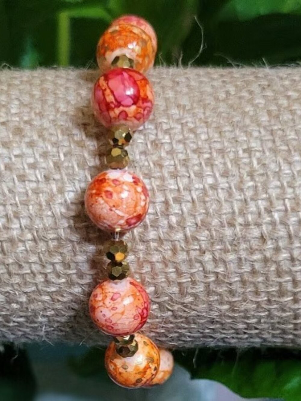 Orange Wrist Wraps with Gold Beads & Charms